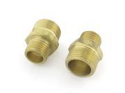Unique Bargains 2 Pcs 1 4 PT Male to 3 8 PT Male Thread Hex Nipple Fitting Pipe Connector