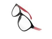 Women Oversized Clear Lens Red Plastic Arms Black Full Rim Spectacles