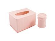 Unique Bargains Cars Tissue Rectangle Napkin Tissue Holder Light Pink w Cylinder Toothpick Box