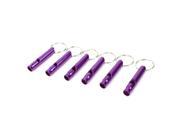 Unique Bargains 6 x Purple Metal 1.8??? Length Whistle Pendant Keyrings Keychains Backpack Decor