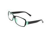 Unique Bargains Adults Green Black Plastic Full Frame Rectangular Lens Plain Glasses