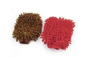 Unique Bargains 2 Pcs Red Coffee Color Stretchy Cuff Dual Sides Microfiber Mitt Gloves for Car