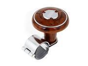 Unique Bargains Car Assist Silver Tone Brown Round Power Handle Steering Wheel Knob 2.4 Dia