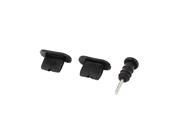 3Pcs Black Charger Earphone Dust Proof Cap Plug Stopper 3.5mm for iPhone 4