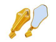 Pair Motorbike Adjustable Angle Blind Spot Rear View Mirror Gold Tone