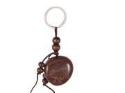 Unique Bargains Chinese Zodiac Boar Characters Carved Blessing Bean Beaded Hanging Key Ring
