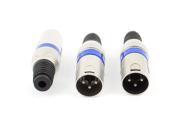 3 Pieces Black Blue Silver Tone XLR 3 Pin Male Plug Straight Microphone Adapter