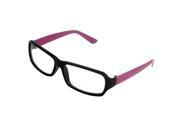 Unique Bargains Women Black Plastic Full Frame Fuchsia Arms Plain Glasses Eyeglasses