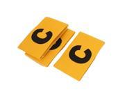 3 Pcs Yellow Elastic Fabric Football Soccer Captain Arm Band with Black Letter C Printed