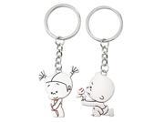 Unique Bargains Boy Courts Girl Silver Tone Alloy Keychain Keying 2 PCS