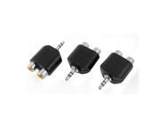 Unique Bargains 3 Pcs Stereo 3.5mm Male to 2 RCA Female Splitter Connector Adapter