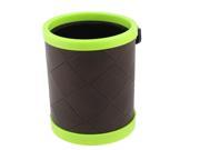 Unique Bargains Coffee Color and Green Plastic Leather Cup Shape Pocket for Coffee and Phone