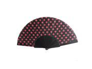 Red Dotted Black Fabric Folding Plastic Hand Fan for Lady Sgqil