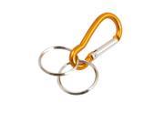 Hiking Yellow Aluminum Alloy Buckle Snap Hooks Carabiners w 2 Keychain