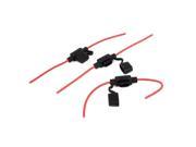 Unique Bargains Car Auto Rubber Blade Fuse Holder Container 16AWG Wire Leads Black Red 3 Pcs