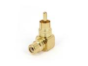 Gold Tone L Shaped RCA Male Plug to Female Jack M F Audio AV Connector Adapter