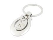Unique Bargains Virgo Relievo Oval Dangling Pendant Silver Tone Flat Split Key Ring Keychain
