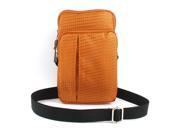 Unique Bargains Portable Checked Vertical Holder Shoulder Bag Pouch Orange for Smartphone MP4