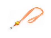 Smile pattern Retractable Badge Reel Necklace ID Card Lanyard Key Holder Orange