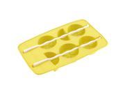 Round 6 Containers Yellow Rubber Kitchen DIY Ice Mold Tray Maker w 2 Sticks
