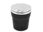 Portable Plastic Cylinder Shaped Ashtray for Car with Blue Light Black Silver Tone