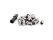M12 x 1.5 Silver Tone Hex Wrench Adapter Wheel Locking Lug Nuts 16 Pcs for Car