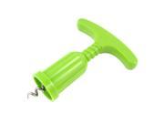 Unique Bargains Green Plastic T Shape Grip Metal Corkscrew Red Wine Rotating Bottle Opener