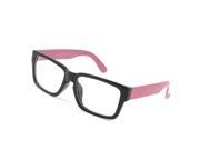 Unique Bargains Unique Bargains Rectangle Design Lens Black Rimmed Pink Arms Plain Glasses for Woman