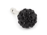 Unique Bargains Black Round Ball Decor 3.5mm Jack Earphone Ear Cap Dust Plug for Cell Phone