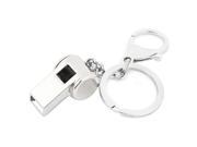 Unique Bargains 1.2 Dia Split Ring Whistle Keyring Keychain Shoulder Bag Decor Silver Tone