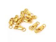 Unique Bargains 10 x Gold Tone 2 Rings 12mm Lobster Clasps Jewelry Connector Kits