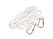 White Safety Rope Cord Dual Metal Hooks Nylon Wire 5 Meters 16Ft
