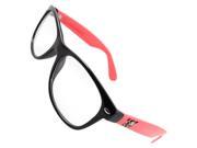 Unique Bargains Salmon Pink Plastic Arm Clear Lens Plano Glasses for Women