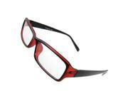 Women Red Black Plastic Full Frame Arms Rectangular Lens Plain Glasses