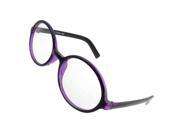 Unique Bargains Unique Bargains Lady Round Oversized Lens Purple Black Plastic Rim Plain Glasses Spectacles