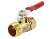 Unique Bargains Male to Male 3 8 PT Threaded Red Plastic Coated Lever Handle Brass Ball Valve