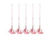 5 Pcs Pink Dolphin Bell Dangling Pendant Cell Phone Strap for Handbag Keychain