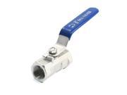0.2 Dia Inlet Blue Plastic Wrapped Handle Silver Tone Ball Valve Connector
