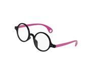 Unique Bargains Unique Bargains Women Single Bridge Fuchsia Arms Transparent Round Lens Plain Glasses