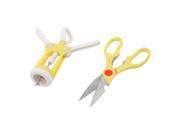 Unique Bargains Kitchen Yellow Plastic Handle Stainless Steel Bottle Opener Scissor Shear Set