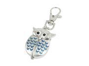 Unique Bargains Silver Tone Blue Metal Owl Pendant Knob Adjustable Time Keyring Watch