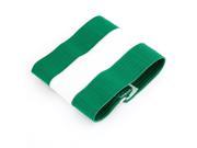 Unique Bargains Sports Traning White Green Striped Hook Loop Fastener Elastic Armband