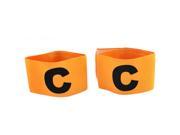 2 Pcs Yellow Elastic Fabric Football Soccer Captain Arm Band with Black Letter C Printed