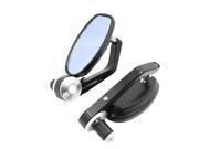 Unique Bargains Adjustable Oval Shape Motorbike Blind Spot Reaview Mirror Black Sliver Tone Pair