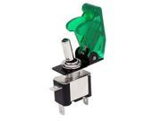 Flip Cover Green LED Lighted Car Automotive Toggle Switch 12V 20A ON OFF