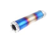 55mm Inlet Blue Sliver Tone Bent Slanted Tip Exhaust Pipe Muffler for Motorcycle