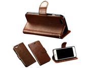 PU Leather Card Pouch Phone Flip Stand Case Cover Brown for iPhone 6 6th 4.7