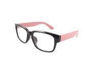 Unique Bargains Unique Bargains Woman Black Full Rim Pink Plastic Arms Plano Glasses