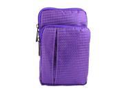 Unique Bargains Portable Checked Vertical Holder Shoulder Bag Pouch Purple for Smartphone MP4