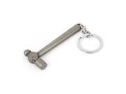 Unique Bargains Silver Gray Metal Hammer Design Pendant Split Key Ring Keychain Decor
